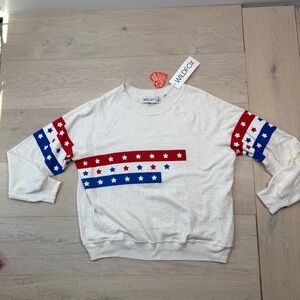 Wildfox Cream Sweatshirt with Star Stripes